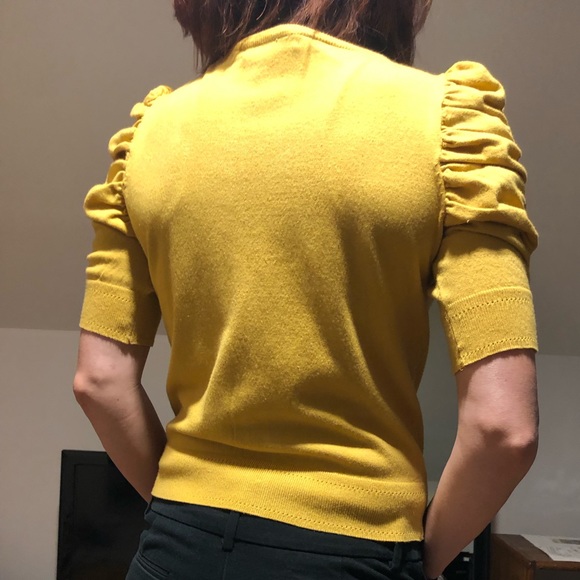 INC Yellow Embellished Top - Size Small Petite - Picture 4 of 6